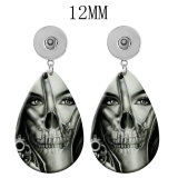10 styles skull  Acrylic Painted Water Drop earrings fit 12MM Snaps button jewelry wholesale