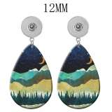 10 styles pattern  Acrylic Painted Water Drop earrings fit 12MM Snaps button jewelry wholesale