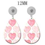 10 styles love Pink  pattern  Acrylic Painted Water Drop earrings fit 12MM Snaps button jewelry wholesale
