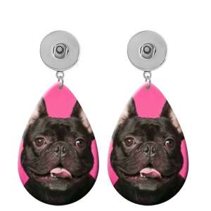 10 styles pet dog MOM pattern  Acrylic Painted Water Drop earrings fit 20MM Snaps button jewelry wholesale