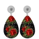 10 styles Pretty Flower pattern  Acrylic Painted Water Drop earrings fit 20MM Snaps button jewelry wholesale