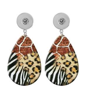 10 styles Leopard Pattern  Acrylic Painted Water Drop earrings fit 20MM Snaps button jewelry wholesale