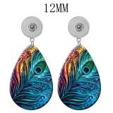 10 styles Butterfly tree of life peacock  Acrylic Painted Water Drop earrings fit 12MM Snaps button jewelry wholesale