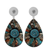 10 styles sunflower Cross  pattern  Acrylic Painted Water Drop earrings fit 20MM Snaps button jewelry wholesale