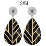 10 styles Pretty  Geometric pattern  Acrylic Painted Water Drop earrings fit 12MM Snaps button jewelry wholesale