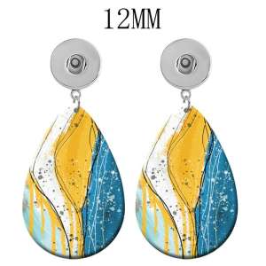 10 styles Colorful Pretty pattern  Acrylic Painted Water Drop earrings fit 12MM Snaps button jewelry wholesale