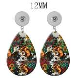10 styles Western Cowboy Horse  Acrylic Painted Water Drop earrings fit 12MM Snaps button jewelry wholesale
