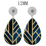 10 styles Pretty  Geometric pattern  Acrylic Painted Water Drop earrings fit 12MM Snaps button jewelry wholesale