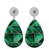 10 styles color Geometric pattern  Acrylic Painted Water Drop earrings fit 20MM Snaps button jewelry wholesale