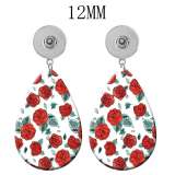 10 styles Pretty Flower  Acrylic Painted Water Drop earrings fit 12MM Snaps button jewelry wholesale