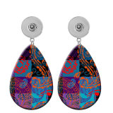 10 styles color  pattern  Acrylic Painted Water Drop earrings fit 20MM Snaps button jewelry wholesale