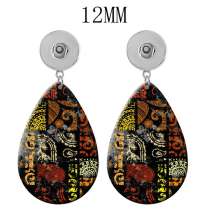 10 styles Pretty pattern  Acrylic Painted Water Drop earrings fit 12MM Snaps button jewelry wholesale