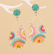 Bohemian colored rice bead earrings