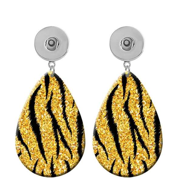 10 styles love pattern  Acrylic Painted Water Drop earrings fit 20MM Snaps button jewelry wholesale