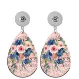 10 styles Pretty Flower pattern  Acrylic Painted Water Drop earrings fit 20MM Snaps button jewelry wholesale