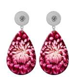 10 styles Pretty Flower  pattern  Acrylic Painted Water Drop earrings fit 20MM Snaps button jewelry wholesale