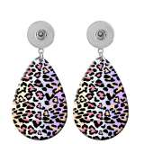 10 styles dairy cattle Leopard Pattern  Acrylic Painted Water Drop earrings fit 20MM Snaps button jewelry wholesale