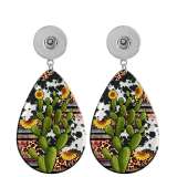 10 styles west cowboy  Flower Leopard Pattern  Acrylic Painted Water Drop earrings fit 20MM Snaps button jewelry wholesale