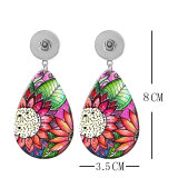 10 styles Gold leaf  Acrylic Painted Water Drop earrings fit 20MM Snaps button jewelry wholesale