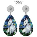 10 styles dog pattern  Acrylic Painted Water Drop earrings fit 12MM Snaps button jewelry wholesale