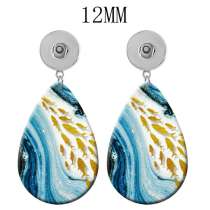 10 styles Pretty  Marble pattern  Acrylic Painted Water Drop earrings fit 12MM Snaps button jewelry wholesale