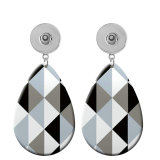 10 styles Gray geometric pattern  Acrylic Painted Water Drop earrings fit 20MM Snaps button jewelry wholesale