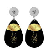 10 styles Golden mushroom pattern  Acrylic Painted Water Drop earrings fit 20MM Snaps button jewelry wholesale