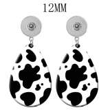 10 styles Cow leopard print pattern  Acrylic Painted Water Drop earrings fit 12MM Snaps button jewelry wholesale