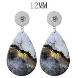 10 styles Marble pattern  Acrylic Painted Water Drop earrings fit 12MM Snaps button jewelry wholesale