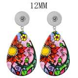 10 styles Colorful Flower  Acrylic Painted Water Drop earrings fit 12MM Snaps button jewelry wholesale