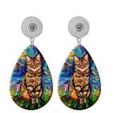 10 styles Cat pattern  Acrylic Painted Water Drop earrings fit 20MM Snaps button jewelry wholesale