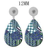 10 styles Pretty pattern  Acrylic Painted Water Drop earrings fit 12MM Snaps button jewelry wholesale