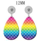 10 styles Pretty Mermaid scales pattern  Acrylic Painted Water Drop earrings fit 12MM Snaps button jewelry wholesale