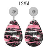 10 styles Colorful  pattern Acrylic Painted Water Drop earrings fit 12MM Snaps button jewelry wholesale