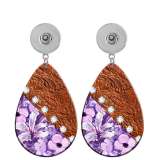 10 styles color  Flower  Acrylic Painted Water Drop earrings fit 20MM Snaps button jewelry wholesale