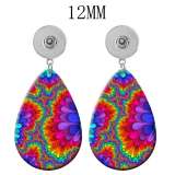 10 styles Flower Pretty pattern  Acrylic Painted Water Drop earrings fit 12MM Snaps button jewelry wholesale