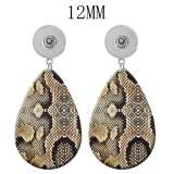 10 styles Snake and crocodile skin pattern  Acrylic Painted Water Drop earrings fit 12MM Snaps button jewelry wholesale