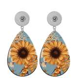 10 styles Pretty sunflower pattern  Acrylic Painted Water Drop earrings fit 20MM Snaps button jewelry wholesale
