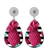 10 styles Flower pineapple pattern  Acrylic Painted Water Drop earrings fit 20MM Snaps button jewelry wholesale
