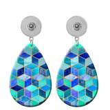 10 styles Green Geometric pattern Acrylic Painted Water Drop earrings fit 20MM Snaps button jewelry wholesale