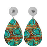 10 styles Turquoise pattern west cowboy style  Acrylic Painted Water Drop earrings fit 20MM Snaps button jewelry wholesale