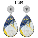 10 styles Colorful Pretty pattern  Acrylic Painted Water Drop earrings fit 12MM Snaps button jewelry wholesale
