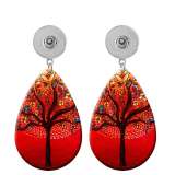 10 styles tree of life  Acrylic Painted Water Drop earrings fit 20MM Snaps button jewelry wholesale