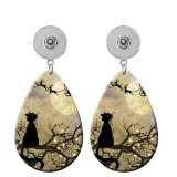 10 styles Cat  Acrylic Painted Water Drop earrings fit 20MM Snaps button jewelry wholesale