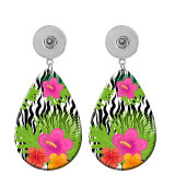 10 styles Clover Flower  pumpkin  Acrylic Painted Water Drop earrings fit 20MM Snaps button jewelry wholesale