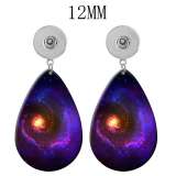 10 styles Pretty starry sky  pattern  Acrylic Painted Water Drop earrings fit 12MM Snaps button jewelry wholesale