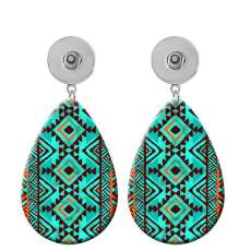 10 styles Western Niuzi Style Leopard Pattern  Acrylic Painted Water Drop earrings fit 20MM Snaps button jewelry wholesale