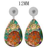 10 styles Geometric pattern  Acrylic Painted Water Drop earrings fit 12MM Snaps button jewelry wholesale