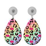 10 styles Cow stria skull Leopard Pattern  Acrylic Painted Water Drop earrings fit 20MM Snaps button jewelry wholesale