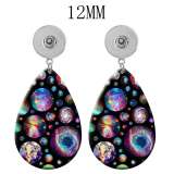 10 styles pattern  Acrylic Painted Water Drop earrings fit 12MM Snaps button jewelry wholesale